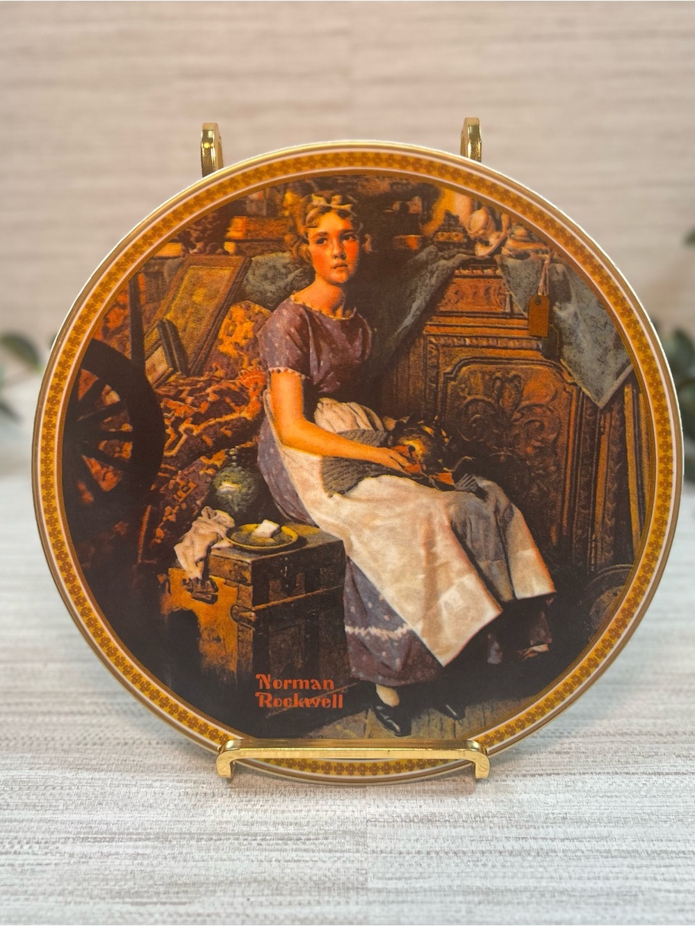 Vintage Norman Rockwell Dreaming in the Attic Knowles Collector Plate 8.5”